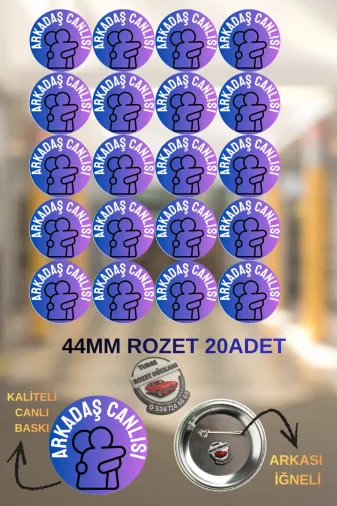 tuse rozet dükkanı Arkadaş Canlısı Rozeti Öğrenci Rozeti Arkadaş Canlısı Rozeti 44Mm | 20 Adet Öğrenci Rozeti
