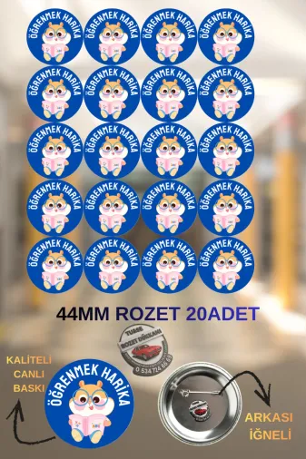 tuse rozet dükkanı Öğrenmek Harika Rozeti 44Mm | 20 Adet Öğrenci Rozeti