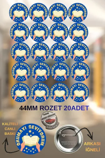 tuse rozet dükkanı Okumayı Seviyorum Öğrenci Rozeti – 44Mm Okul Rozeti
