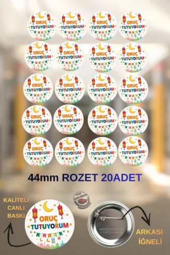 tuse rozet dükkanı Ramazan Çocuk Rozeti | Oruç Tutuyorum 20 Adet