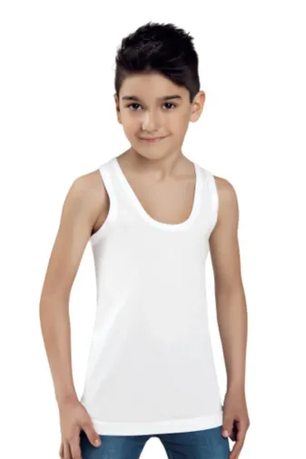 Tutku sehw3s10 3 Adet Beyaz Renk Ribana Çocuk Atlet