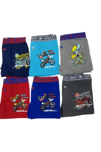 Tutku TUTKUÇOCUKBOXER100 Erkek Çocuk Çok Renkli 6'lı Paket Elestan Pamuk Baskılı Boxer