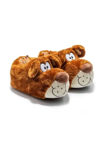 Twigy MM0019484 Fıbert Sevimli Köpek Panduf Ev Terliği Kahve 36/41