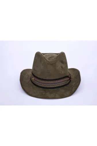 twingold AB01007.013 İsme Özel Süet Kovboy Fötr Şapka - Ab01007 - Haki