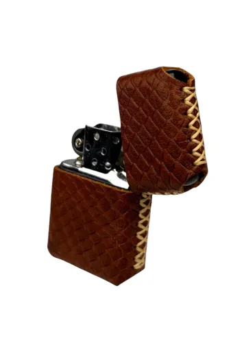 twingold AD02001 İsme Özel Handmade El Yapımı Hakiki Deri Zipp0 Modeli Çakmak - Taba