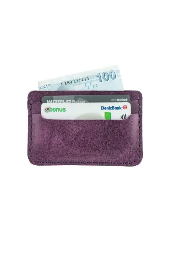 twingold KC03001 İsme Özel Yatay Kartlık - %100 Rainbow Deri - A011001 - Mor