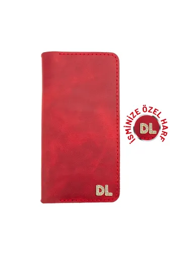 twingold KC03008 İsme Özel Dikey Uzun Cüzdan - %100 Rainbow Deri - A010007 - Kırmızı