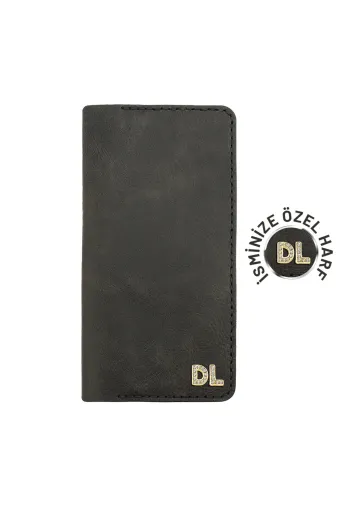 twingold KC03008 İsme Özel Dikey Uzun Cüzdan - %100 Rainbow Deri - A010007 - Antrasit