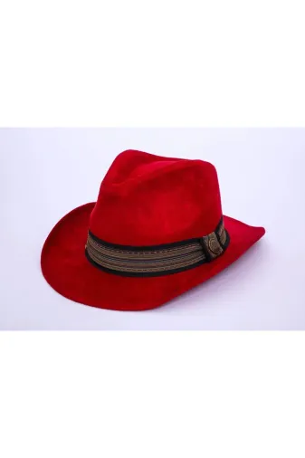 twingold TWGKOVBO İsme Özel Süet Kovboy Fötr Şapka - Ab01007 - Bordo