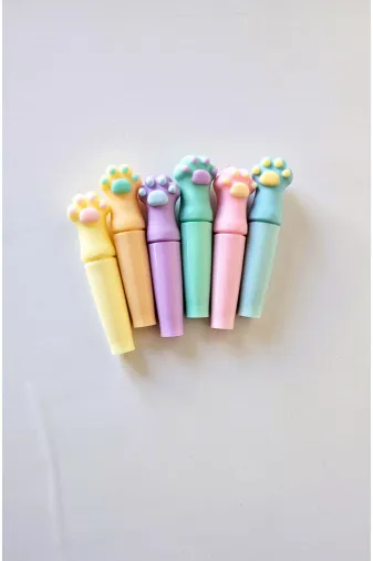 Twins Stars 4646344656398 Pati Desenli Pastel Renkli Çantalı Fosforlu Kalem 6 Renk