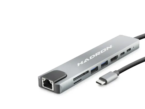 Type-C Hub Hdmi 4K Usb 3.0 Lan Kart Okuyucu 8 Port - Gri HDX7841
