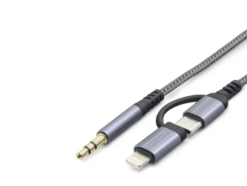 Type-C + Lightning To 3.5 Mm Ses Kablosu - Siyah GJ-027