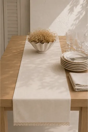 Typoniq Attitude Included TYP25401005 Riviera %100 Pamuk Runner Ekru 50X150 Cm