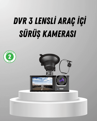 Üç Kameralı Araç Dvr Full Hd Gece Görüşlü Ve 2 İnç Ips Ekranlı
