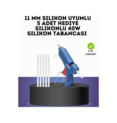 UCUZTEKNO 118827696 40W Sıcak Silikon Tabancası 5 Silikon Hediyeli Dayanıklı Tasarım