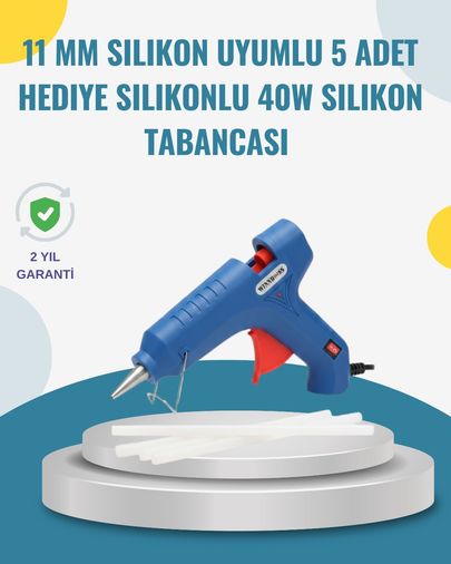UCUZTEKNO 118827709 5 Silikon Hediyeli 40W Sıcak Silikon Tabancası Pratik Güçlü Kullanım