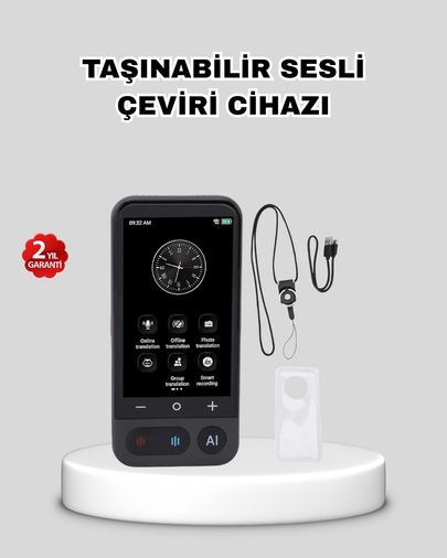 UCUZTEKNO TRİTHLTXUCZZZTRANSLATOR-BLNCCC Taşınabilir Akıllı Sesli Çeviri Cihazı 139 Dil Desteği, Dokunmatik Ekran