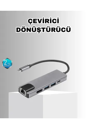 UCUZTEKNO TYC5F3946B58ABB8965528900 Alüminyum Kasalı Macbook Usb-C Hub – 4K Hdmi, Usb 3.0, Sd/tf Kart Girişi, Pd Şarj Desteği