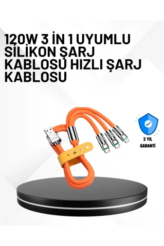 UCUZTEKNO TYC99B342346D2DF0EEFB3600 Trendlia 3’Ü 1 Arada Kablo – 120W Hızlı Şarj Ve Veri Aktarımı Özellikli