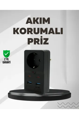 UCUZTEKNO TYCC172066094142D6185B100 Trendlia Tip Akım Koruma Prizi 10A 2500W Usb Type C Destekli