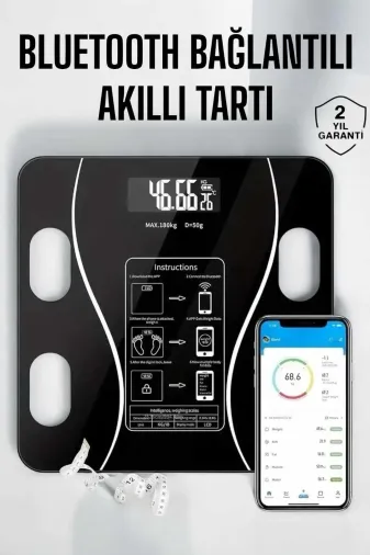 UCUZTEKNO TYCCBDB7AD1D08D4A06B6A700 Trendlia Akıllı Tartı Bluetooth Bağlantılı Yağ Ölçebilen Tartı Yeni Nesil
