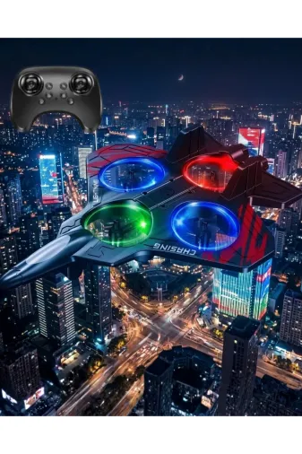 UCUZTEKNO UCZZZ14AGESUÇAKDRONE-4 Trendlia Led Işıklı Oyuncak Drone Fighter Jet Tasarımlı Uzaktan Kumandalı Uçak