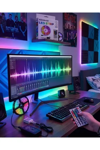 UCUZTEKNO UCZZZ5METRE3ŞERİTLİLED-3 Preminyum 5050 Rgb Led Şerit 5 Metre Uzaktan Kumandalı Ortam Aydınlatma Led