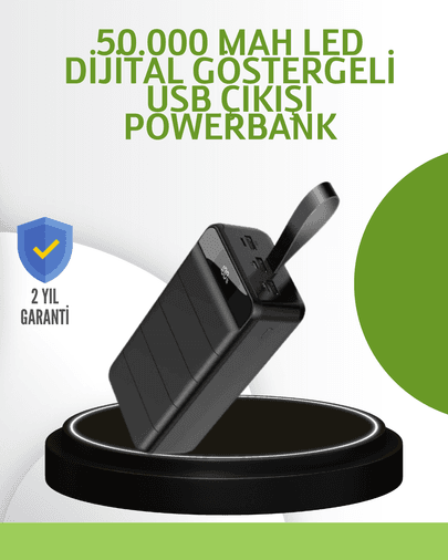Ultra Güçlü 50.000 mAh Powerbank – LED Ekranlı, Çoklu Bağlantı Seçenekli, Akıllı Koruma Sistemli Şarj Ünitesi