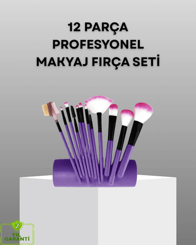 Ultra Yumuşak 12’li Makyaj Fırça Seti – Dökülme Yapmaz, Dalin Şampuan İle Temizlenebilir