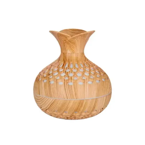 Ultrasonik Hava Nemlendirici Buhar Makinesi 300Ml LED Işıklı Aroma Difüzörü Ahşap Görünüm