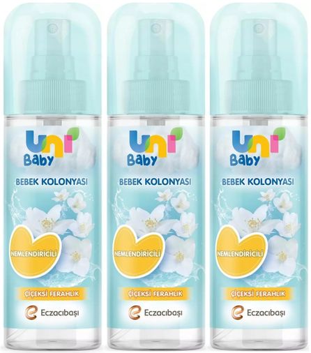 Uni Baby Bebek Kolonyası 150ML Nemlendiricili/Çiçeksi Ferahlık (3 Lü Set)