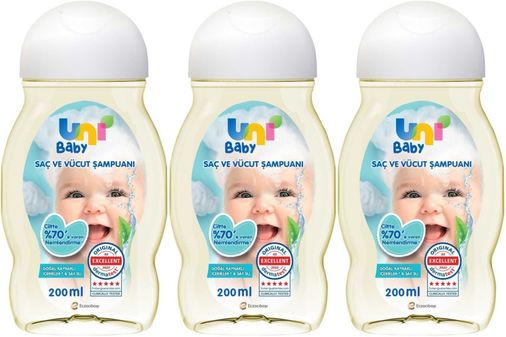 Uni Baby Bebek Saç ve Vücut Şampuanı 200ML Klasik (3 Lü Set)