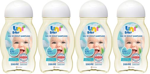 Uni Baby Bebek Saç ve Vücut Şampuanı 200ML Klasik (4 Lü Set)