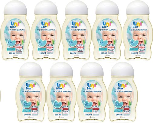 Uni Baby Bebek Saç ve Vücut Şampuanı 200ML Klasik (9 Lu Set)
