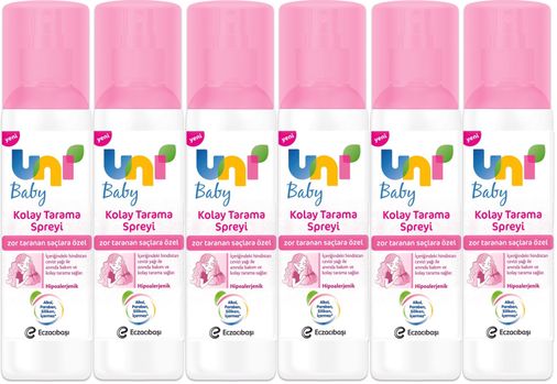 Uni Baby Kolay Saç Tarama Spreyi 200ML (Yeni) Zor Taranan Saçlara Özel (6 Lı Set)