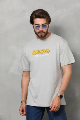 Unisex Basic Bisiklet Yaka Oversize T-Shirt - Gri - M - Gri