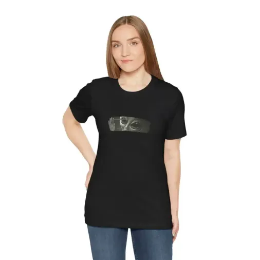 Unisex Bisiklet Yaka Baskılı T-Shirt - Siyah - M - Siyah