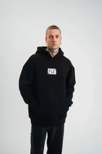Unisex Kapşonlu Uzun Kol Patchli Nakışlı SweatShirt - Siyah - L - Siyah