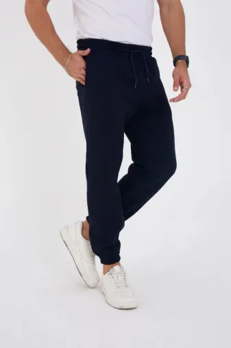 Unisex Kışlık Üç İplik Lastikli Eşofman Pantolon - Lacivert - XL - Lacivert