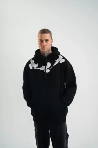Unisex Uzun Kol Bisiklet Yaka Yıkamalı SweatShirt - Siyah - XL - Siyah