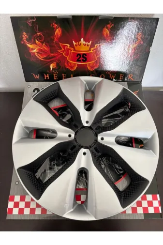 Universal 283729272 Citroen C-Elysee Uyumlu 15"inç Çift Renk Jant Kapağı 4'lü Takım Amblem Hediyeli