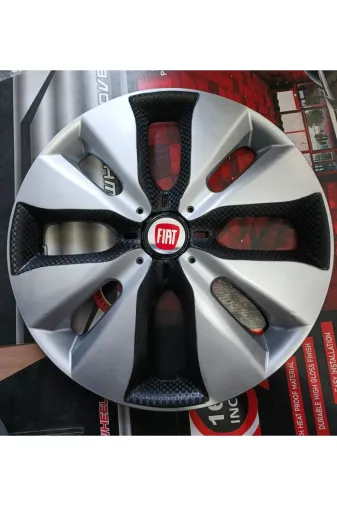 Universal 2837836384749443 Fiat Linea / Punto Uyumlu 15 Inç Çift Renk Jant Kapağı 4'lü Takım Amblem Hediyeli