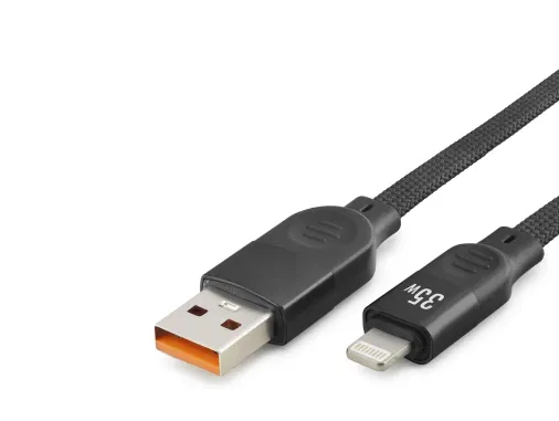 Usb Lightning Şarj Ve Data Kablosu 35W 1 M Örgülü Siyah ND1152
