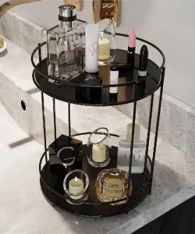 Usta Mekan Siyah 2 Katlı Banyo Kozmetik Takı Makyaj Düzenleyici ,çok Amaçlı Organizer ,servis Sunum Tepsisi ,ıkramlık