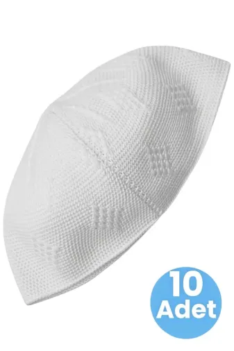 UTT6070 10'lu Dokuma Örgü Desenli Takke Kaliteli Namaz Takkesi