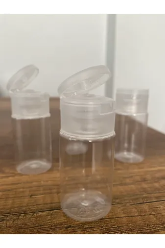 uygarsarı UUX-3400 500 Adet 30 Ml Şeffaf Plastik Şişe + Flip Top Kapak Dezenfektan Şişesi Açmalı Kapak
