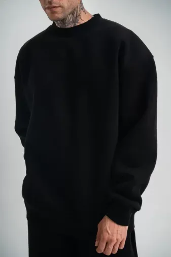 Uzun Kol Bisiklet Yaka Basic SweatShirt - Siyah - M - Siyah