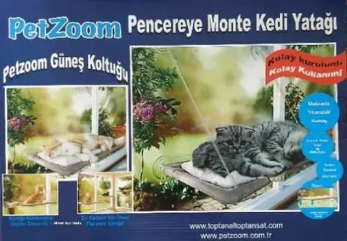 Vakumlu Kedi Pencere Yatağı | Güneş Alan Kedi Cam Yatağı | Dayanıklı &amp; Konforlu Petzoom