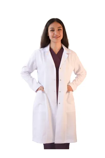 VAYTEKS 100KGYU7 Kadin Gömlek Yaka Uzun Boy Doktor Öğretmen Laboratuvar Önlüğü