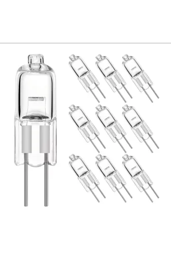 VEZALUX Vezalux 12v 20w Şeffaf 10 Lu 10'lu Paket 12V 20W Şeffaf Sarı Işık G4 Duylu Avize, Spot Ve Aspiratör İçin Kapsül Ampul Sarı Işık Ampul